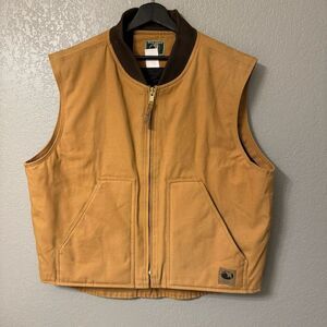 Berne Chore Vest Mens Extra Large Brown Duck Canvas Work Wear Chore Quilted Lini